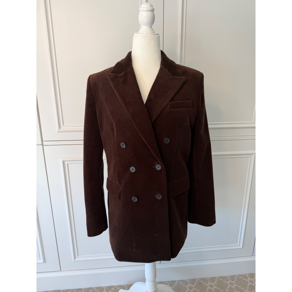 The Kooples Blazer Women 38 Brown NEW Corduroy Double Breasted
